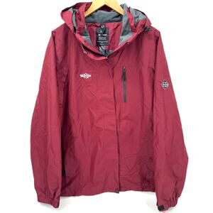 Wantdo Jacket Mens XXL Red Gray Full Zip Removable Hood Outdoor NO LINER